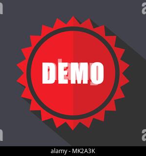 Demo red sticker flat design vector icon Stock Vector
