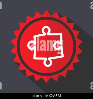 Puzzle red sticker flat design vector icon Stock Vector