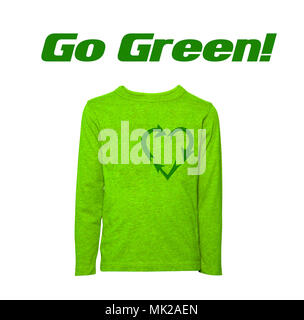 Go green recycling sign heart shaped sweater isolated on white Stock Photo