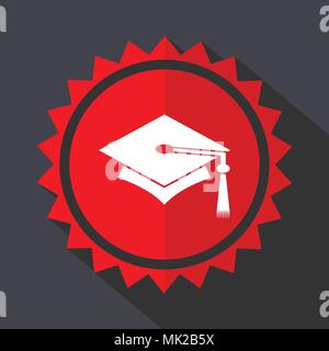 Education red sticker flat design vector icon Stock Vector