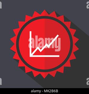 Chart red sticker flat design vector icon Stock Vector