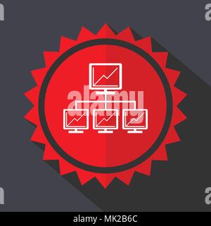 Network red sticker flat design vector icon Stock Vector