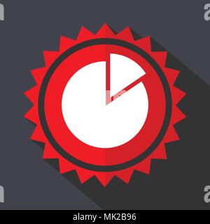 Chart red sticker flat design vector icon Stock Vector
