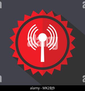 Wifi red sticker flat design vector icon Stock Vector
