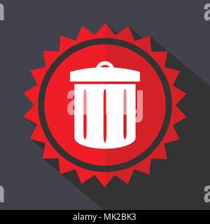 Recycle red sticker flat design vector icon Stock Vector
