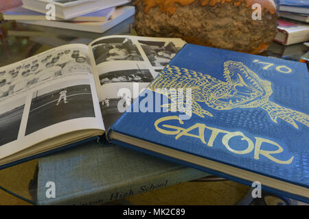 American high school yearbooks from 1960s and 1970s Stock Photo