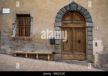 Bibbona, Leghorn, Italy - April 2018 the medieval village of Bibbona in Tuscany, traditional houses in the ancient historical village Stock Photo