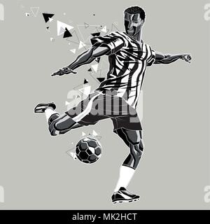 Soccer Player with a Graphic Trail, Blue and Black Uniform Stock Vector -  Illustration of design, athlete: 115992617