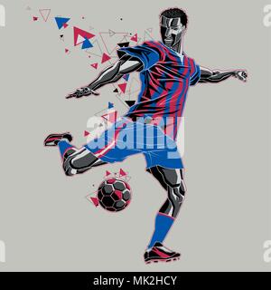 Soccer Player with a Graphic Trail, Blue and Black Uniform Stock Vector -  Illustration of design, athlete: 115992617