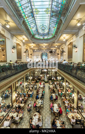 The interior of the Confeitaria Colombo cafe in the centre of Rio de Janeiro, Brazil Stock Photo