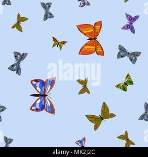 abstract vector colorful doodle butterflies seamless pattern Stock Vector