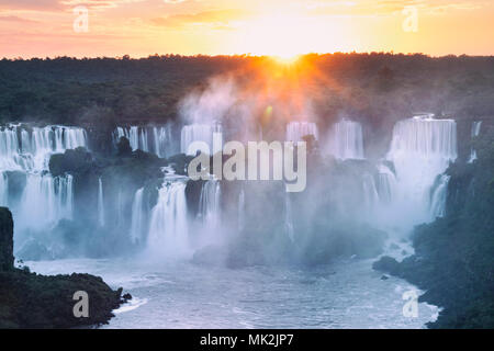 The Iguassu or Iguacu falls - the world's biggest waterfall system on the border of Brazil an Argentina