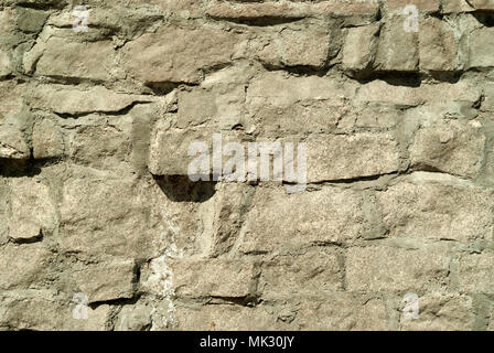 background, texture - rough masonry foundation of an ancient building made of natural stone Stock Photo