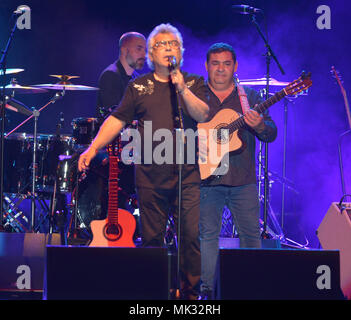 Hollywood, FL, USA. 05th May, 2018. Nicolas Reyes and Tonino Baliardo of The Gipsy Kings performs onstage at Hard Rock Event Center on May 05, 2018 in Hollywood, Florida. Credit: Mpi10/Media Punch/Alamy Live News Stock Photo