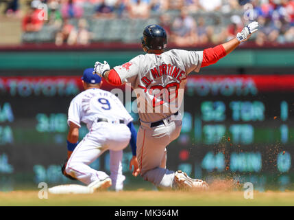 May 06, 2018: Boston Red Sox first baseman Mitch Moreland #18 during an MLB  game between the Boston Red Sox and the Texas Rangers at Globe Life Park in  Arlington, TX Boston