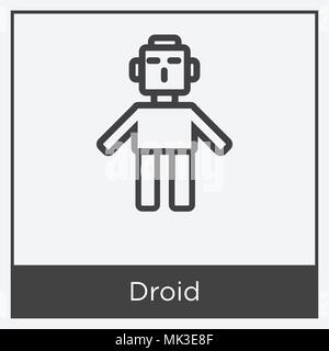 Droid icon isolated on white background with gray frame, sign and symbol Stock Vector