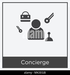 Concierge icon isolated on white background with gray frame, sign and symbol Stock Vector