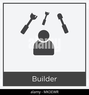 Builder icon isolated on white background with gray frame, sign and symbol Stock Vector
