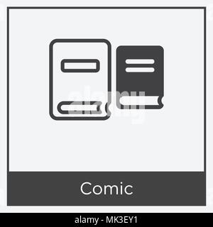 Comic icon isolated on white background with gray frame, sign and symbol Stock Vector