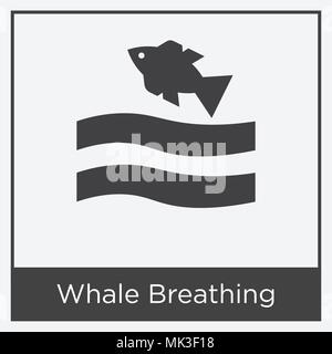 Whale Breathing icon isolated on white background with gray frame, sign and symbol Stock Vector