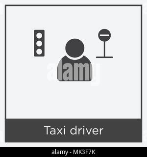 Taxi driver icon isolated on white background with gray frame, sign and symbol Stock Vector