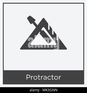 Protractor icon isolated on white background with gray frame, sign and symbol Stock Vector