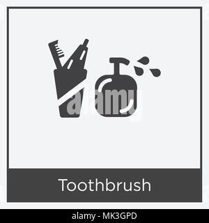 Black and white toothbrush icon isolated on white background. Vector ...