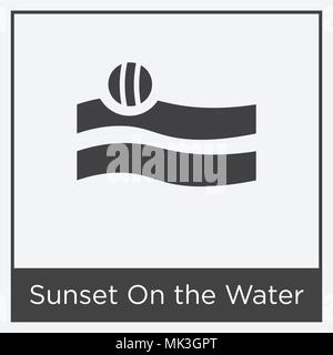 Sunset On the Water icon isolated on white background with gray frame, sign and symbol Stock Vector