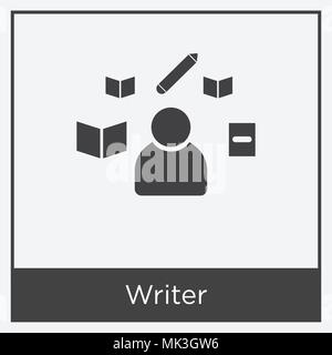 Writer icon isolated on white background with gray frame, sign and symbol Stock Vector