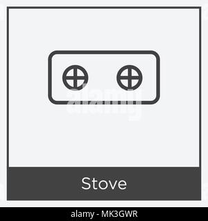 Stove icon isolated on white background with gray frame, sign and symbol Stock Vector