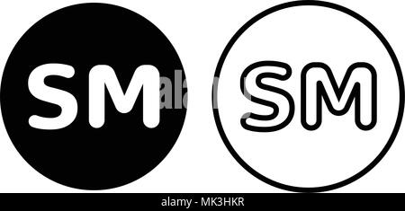 SM mark icon, isolated on white background Stock Vector