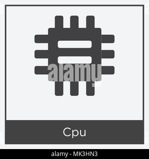 Cpu icon isolated on white background with gray frame, sign and symbol Stock Vector