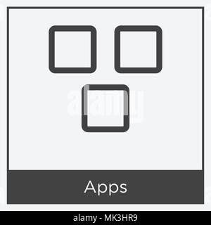 Apps icon isolated on white background with gray frame, sign and symbol Stock Vector
