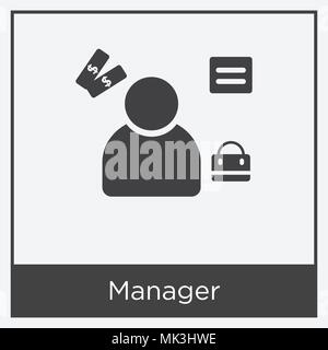 Manager icon isolated on white background with gray frame, sign and symbol Stock Vector
