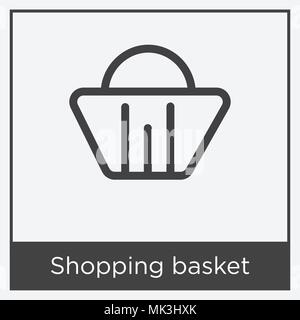 Shopping basket icon isolated on white background with gray frame, sign and symbol Stock Vector