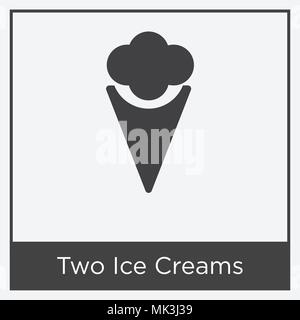 Two Ice Creams icon isolated on white background with gray frame, sign and symbol Stock Vector