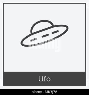 Ufo icon isolated on white background with gray frame, sign and symbol Stock Vector
