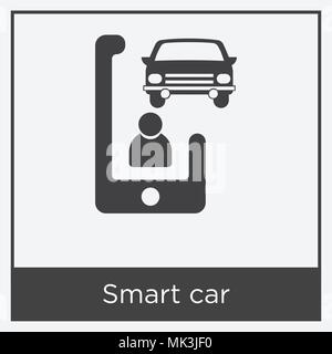 Smart car icon isolated on white background with gray frame, sign and symbol Stock Vector