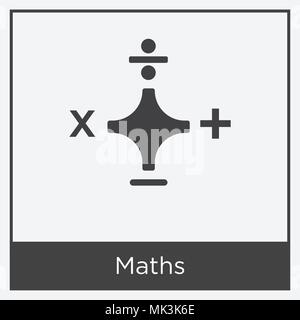 Maths icon isolated on white background with gray frame, sign and symbol Stock Vector