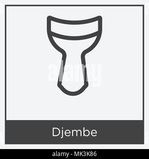 Djembe icon isolated on white background with gray frame, sign and symbol Stock Vector