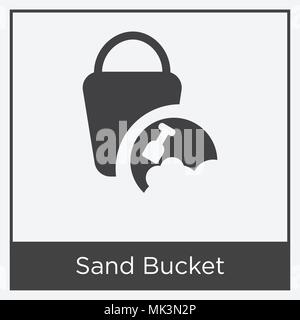 Sand Bucket icon isolated on white background with gray frame, sign and symbol Stock Vector
