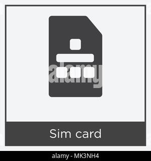 Sim card icon isolated on white background with gray frame, sign and symbol Stock Vector