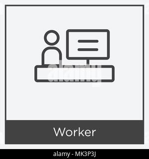 Worker icon isolated on white background with gray frame, sign and symbol Stock Vector