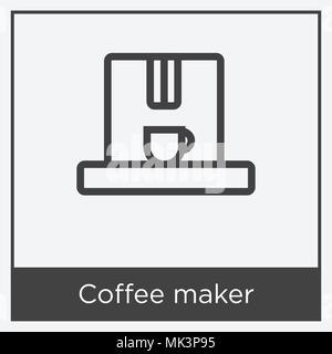 Coffee maker icon isolated on white background with gray frame, sign and symbol Stock Vector