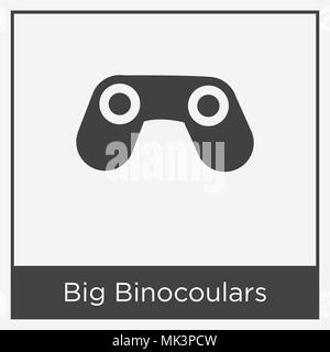 Big Binocoulars icon isolated on white background with gray frame, sign and symbol Stock Vector