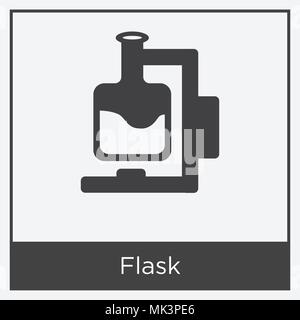 Flask icon isolated on white background with gray frame, sign and symbol Stock Vector
