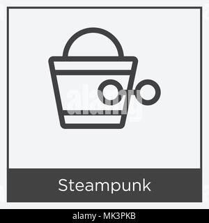 Steampunk icon isolated on white background with gray frame, sign and symbol Stock Vector