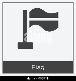 Flag icon isolated on white background with gray frame, sign and symbol Stock Vector