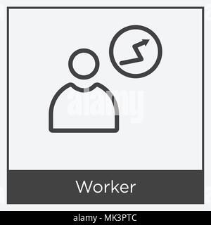 Worker icon isolated on white background with gray frame, sign and symbol Stock Vector
