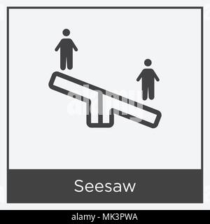 Seesaw icon isolated on white background with gray frame, sign and symbol Stock Vector
